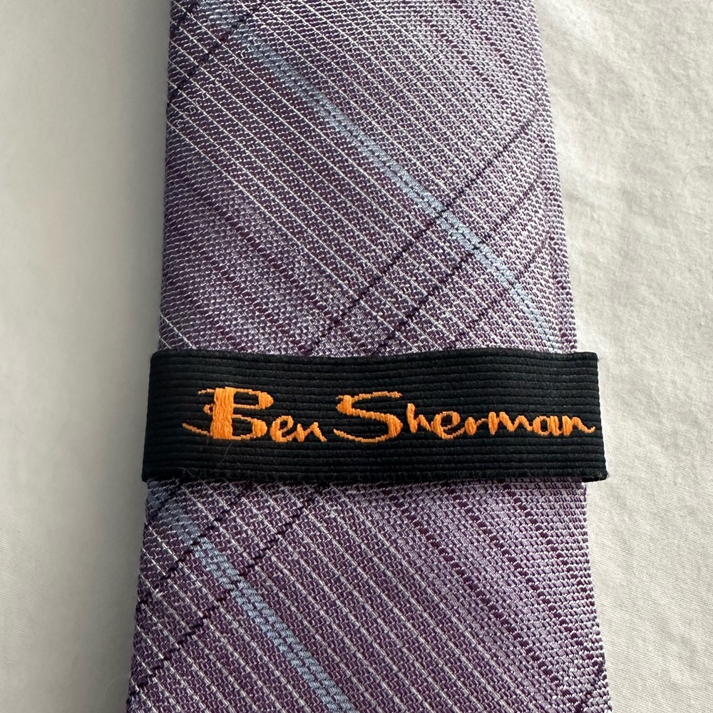 NEW W TAGS! BEN SHERMAN lavender/blue plaid TIE 2 1/4” $18 OBO
